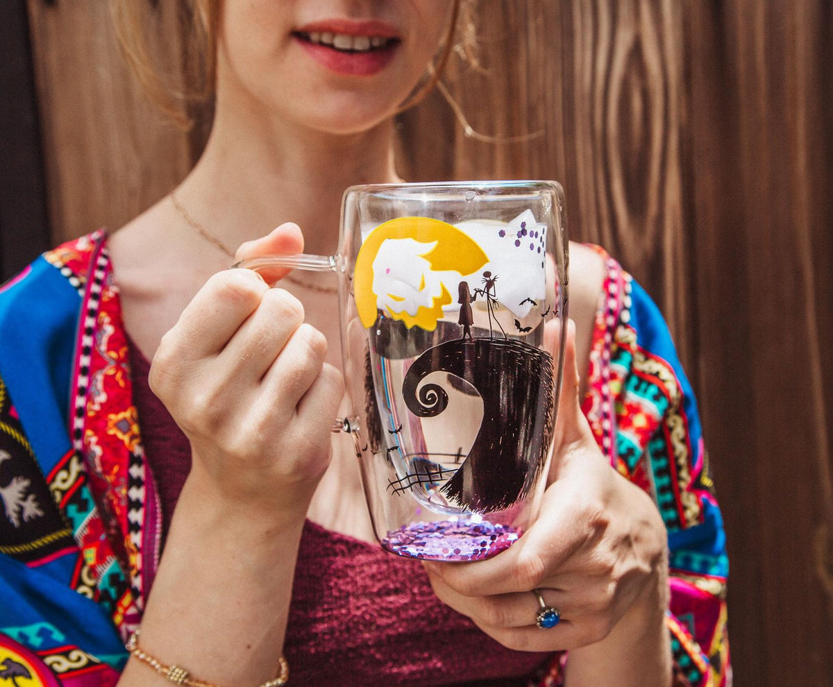 Disney The Nightmare Before Christmas Oogie Boogie Moon Confetti Glass Mug | Holds 15 Ounces