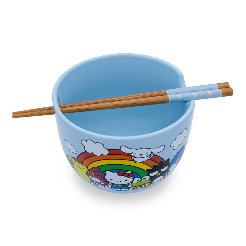 Sanrio Hello Kitty and Friends Rainbow Ceramic Ramen Bowl and Chopstick Set