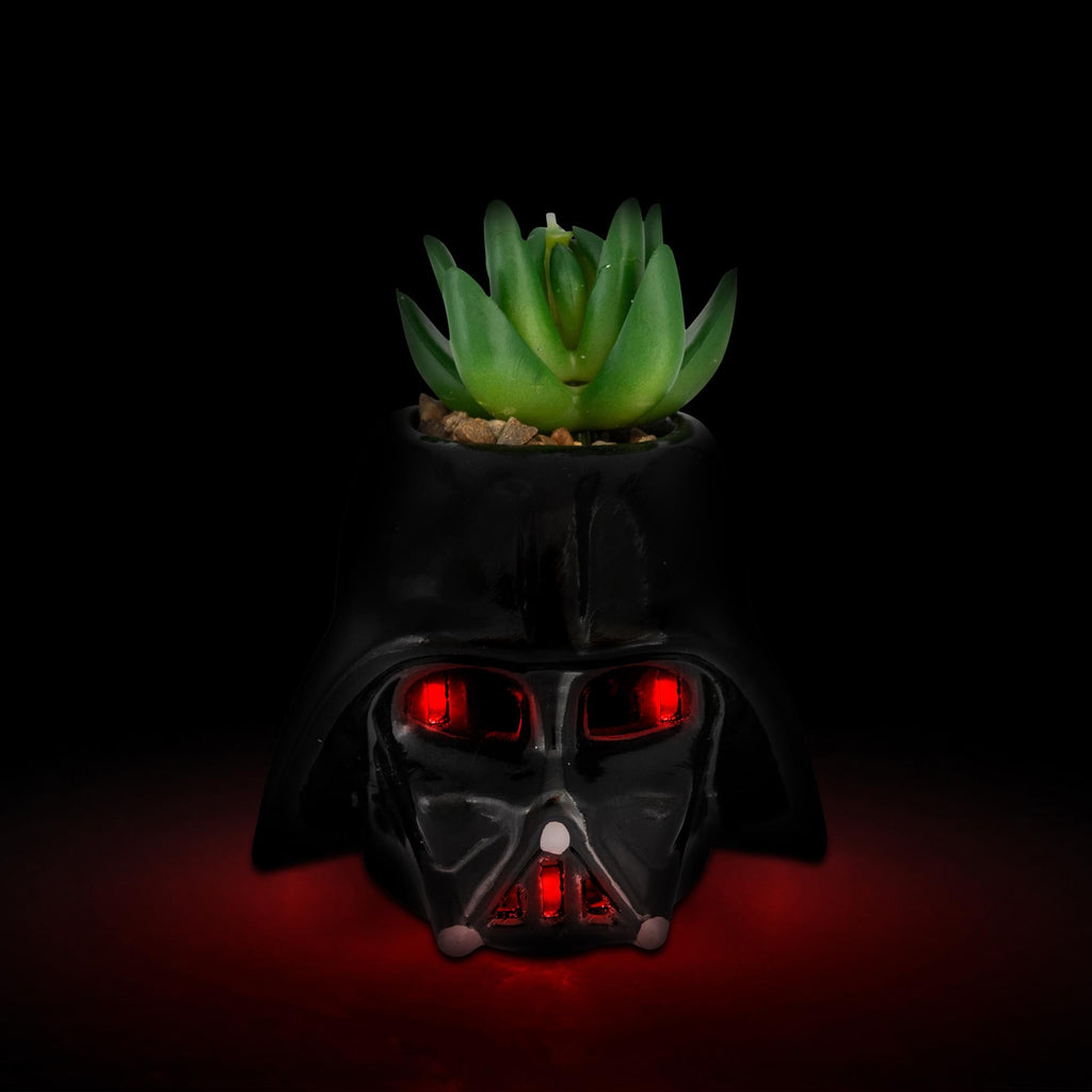 Star Wars Darth Vader Helmet Light-Up Mini Planter With Artificial Succulent