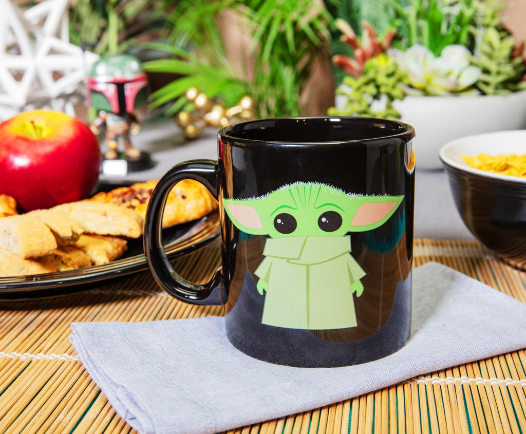 Star Wars: The Mandalorian Grogu Black Jumbo Ceramic Mug | Holds 20 Ounces