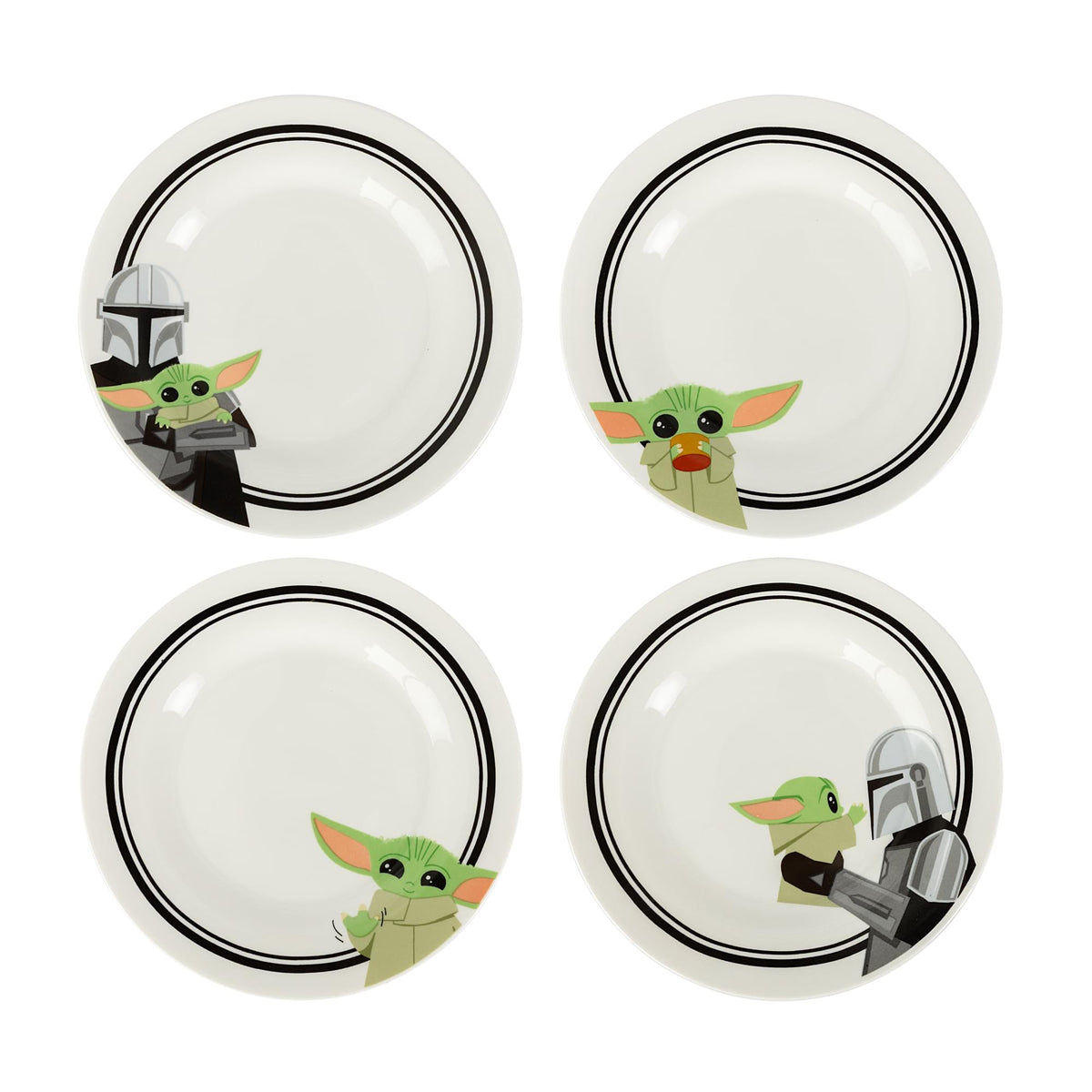 Star Wars: The Mandalorian Mando and Grogu 4-Piece 8-Inch Dinner Plate Set