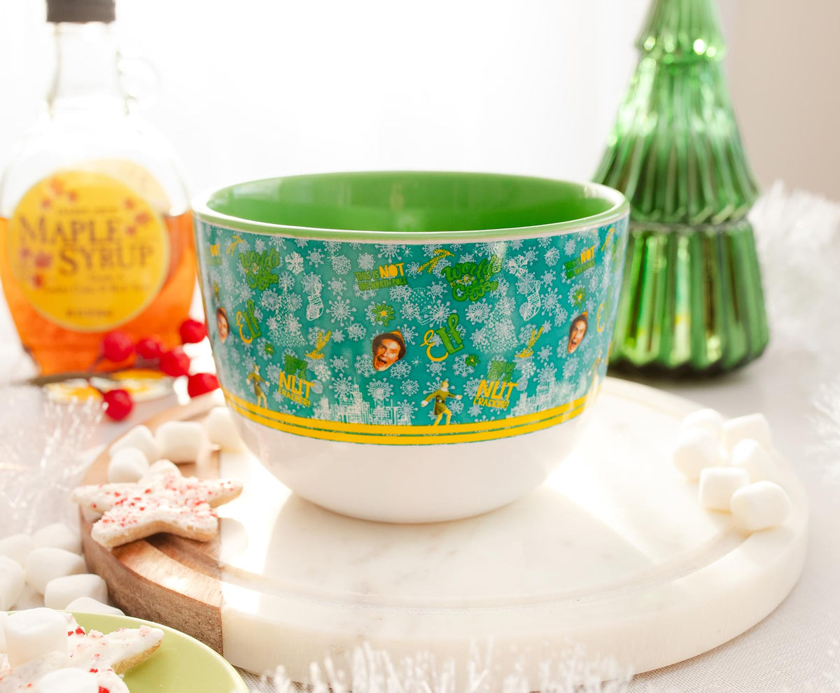 Elf Tossed Pattern Ceramic Soup Mug | Holds 20 Ounces