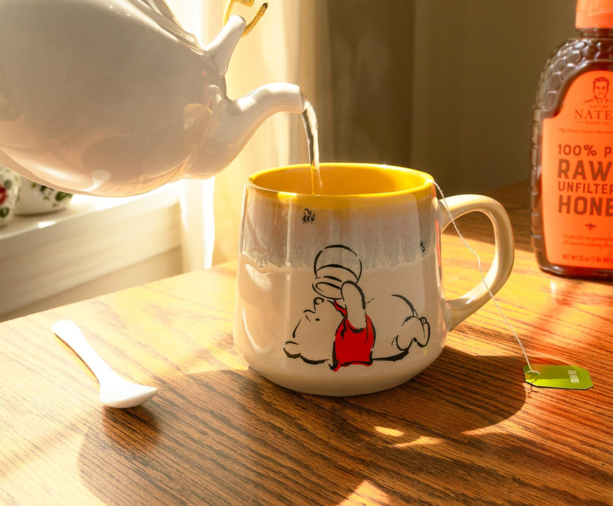 Disney Winnie The Pooh "Sweet Like Hunny" Tapered Pottery Mug | Holds 18 Ounces