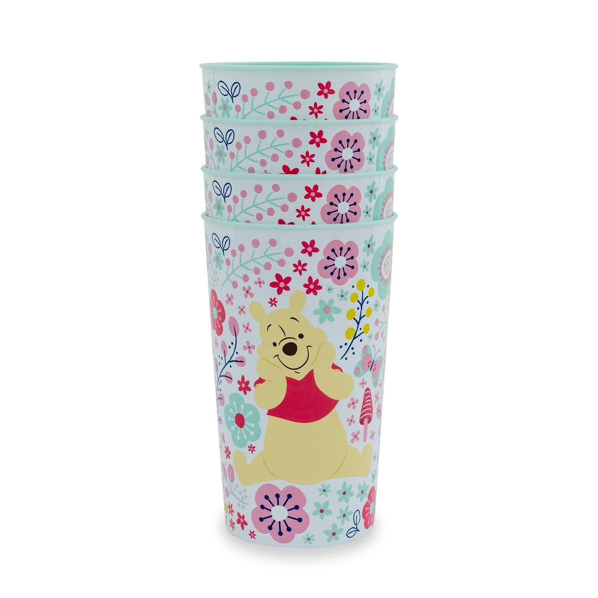Disney Winnie The Pooh Flowers 22-Ounce Plastic Cups | Set Of 4