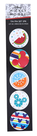Disney Mickey Mouse Fruit 5 Piece Tin Button Set
