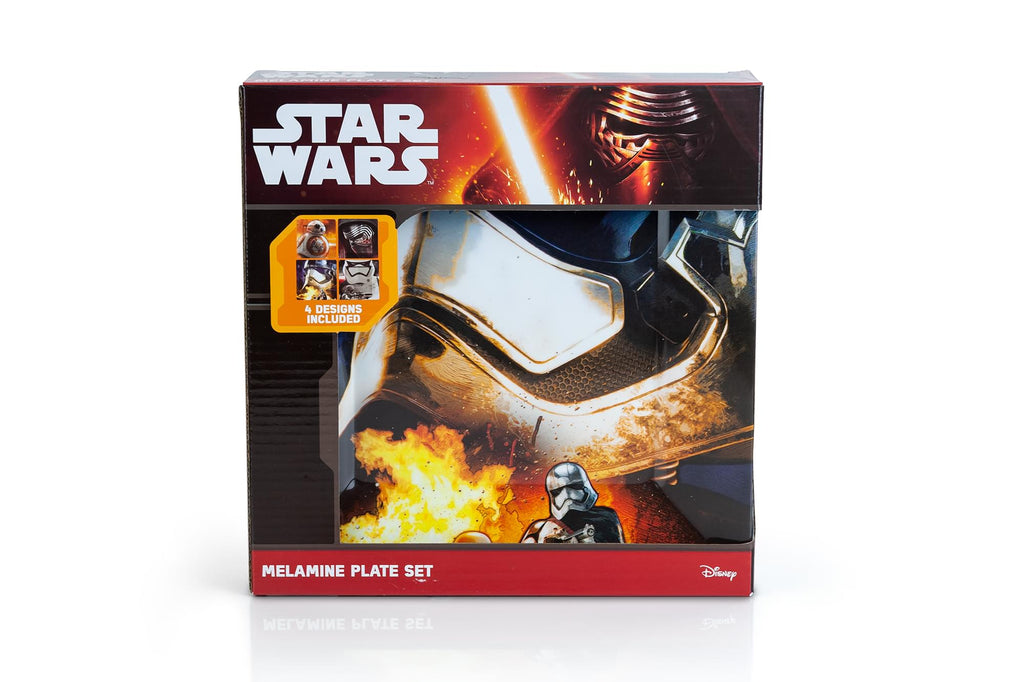 Star Wars Melamine Plate Set - 4 Pieces - Stormtrooper, Kylo Ren, and BB8