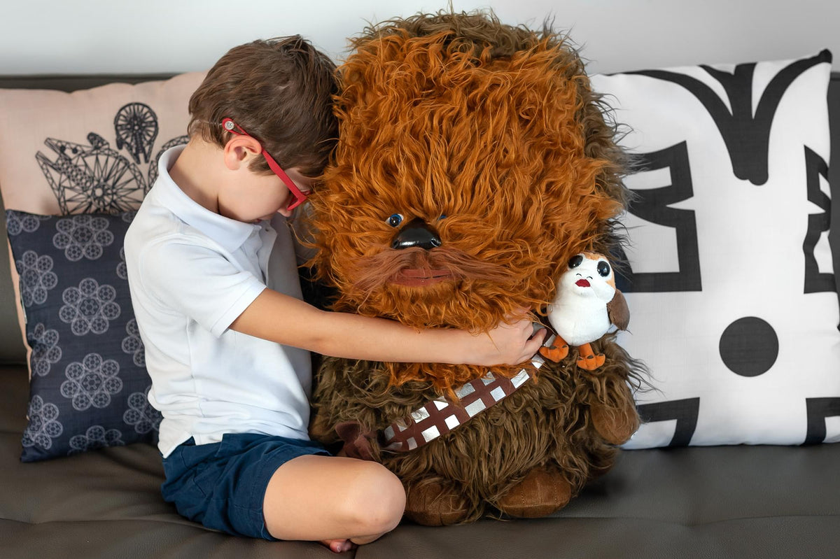 Super-Deformed Star Wars 22” Chewbacca with Porg Talking Plush