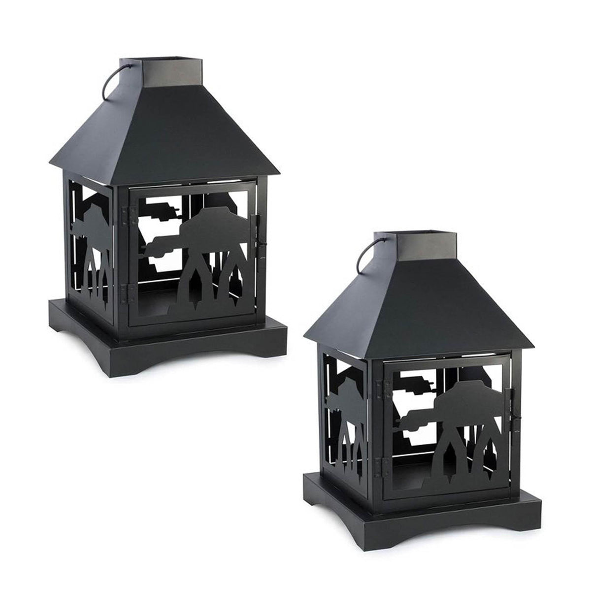 Star Wars Black Stamped Lantern | Imperial AT-AT | 12 Inches | Set of 2