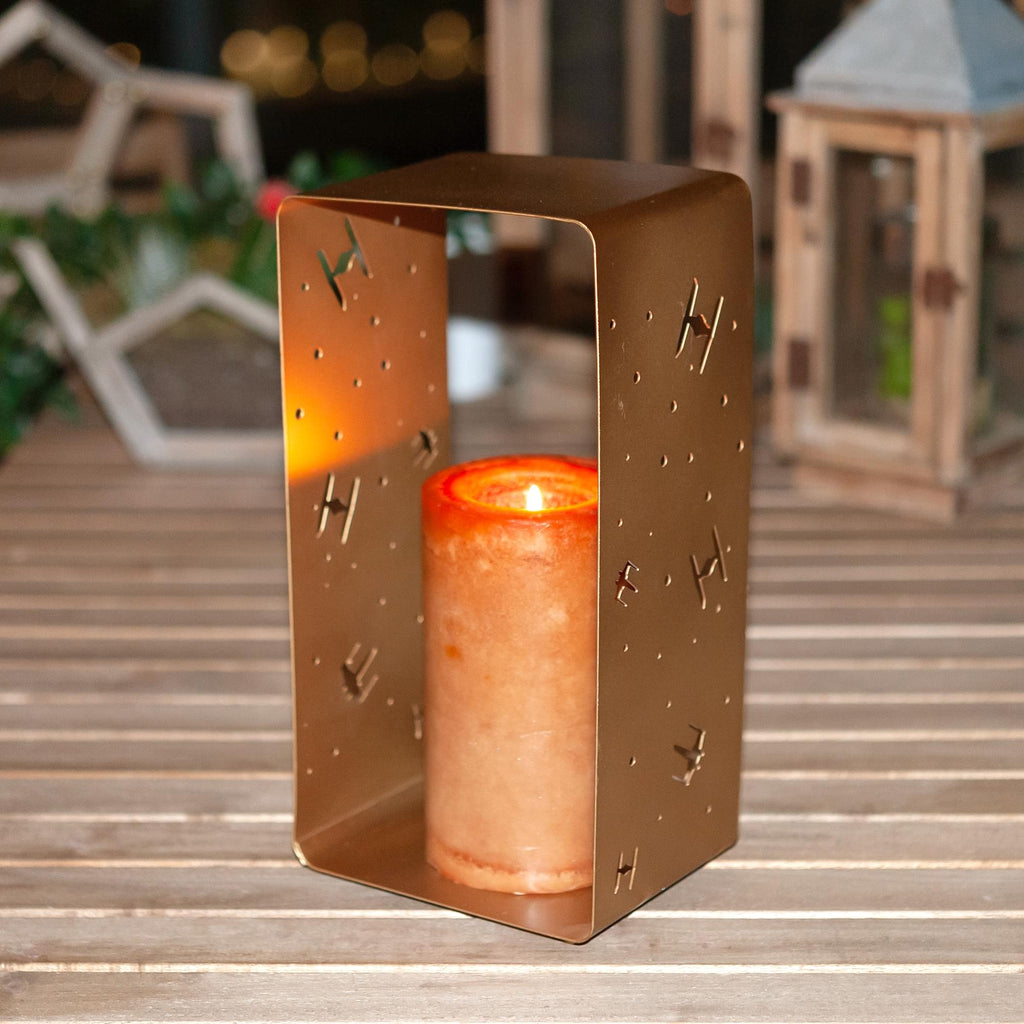 Star Wars Gold Stamped Lantern | X-Wing & TIE Fighter Battle | 11.5 Inches Tall