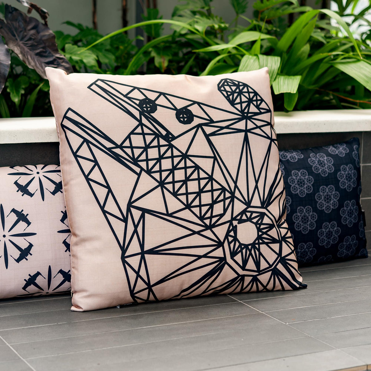 Star Wars Large Throw Pillow | Millennium Falcon Pattern | 25 x 25 Inches