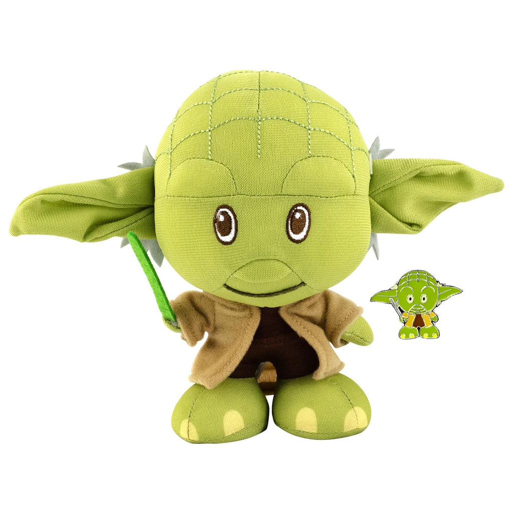 Star Wars Stylized 7 Inch Plush w/ Enamel Pins | Set of 2 | Yoda & Boba Fett