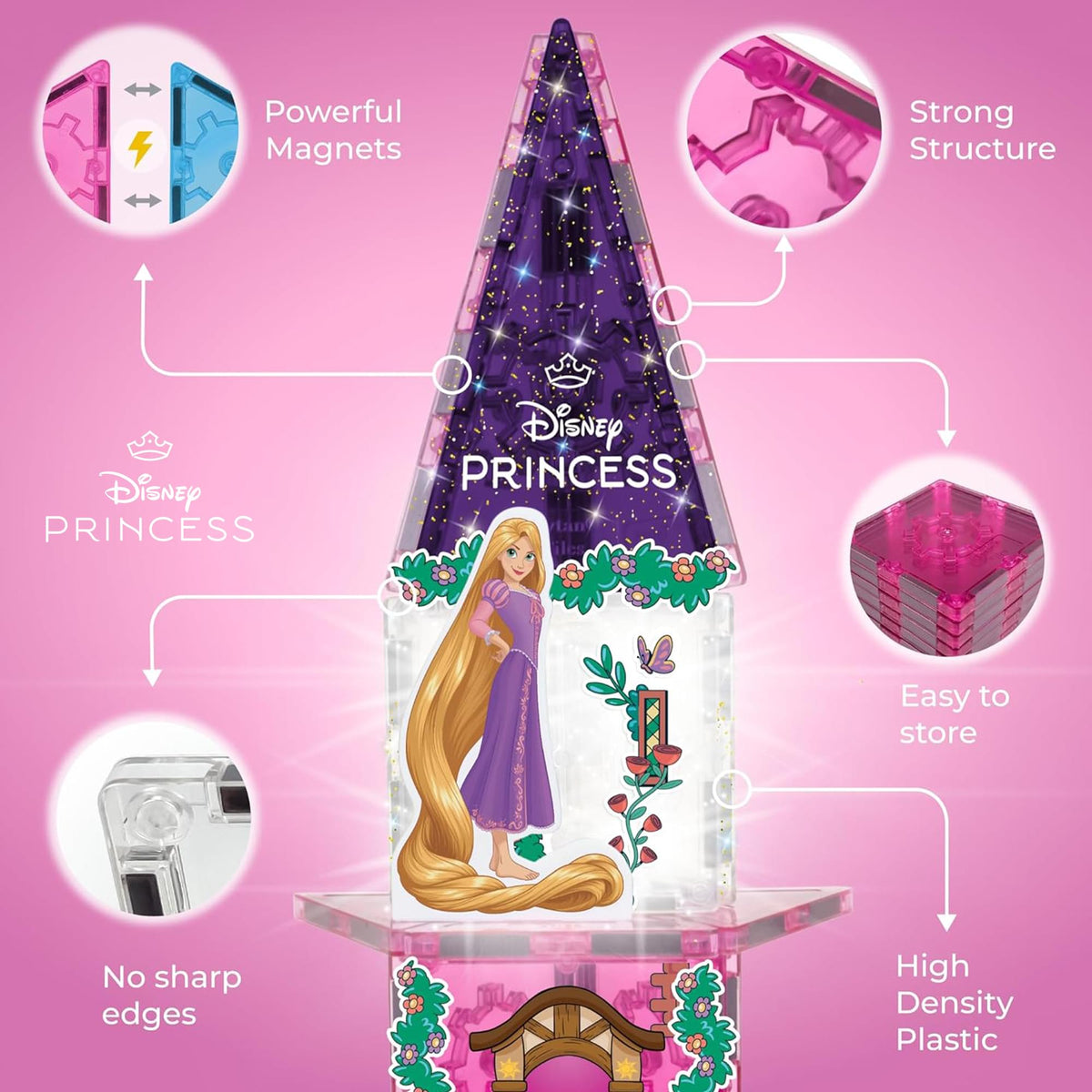 Disney Princess 24-Piece Magnetic Tile Travel Set